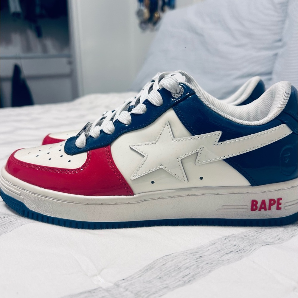 BAPE Star Sneakers in Red, White, and Blue